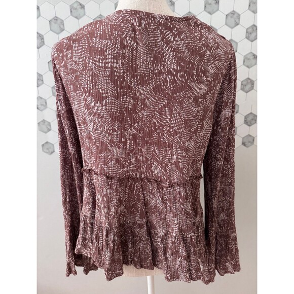 Bloomfield Women's Brown Metallic Crochet Peasant Boho Blouse Size Medium - Picture 3 of 7